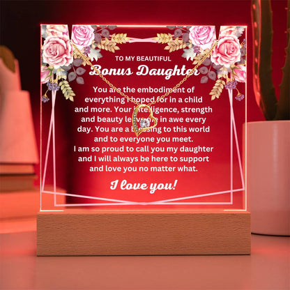 JGF Jewelry Gifts For Family To My Beautiful Bonus Daughter Heart Necklace From Mom And Dad