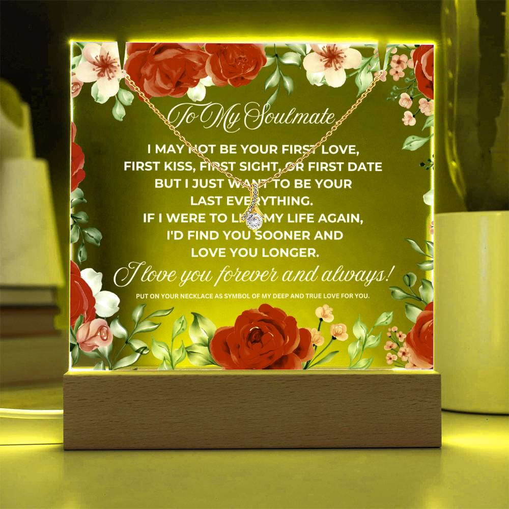 JGF Jewelry Gifts For Family To My Soulmate Necklace For Her Love Letter and Acrylic Plaque