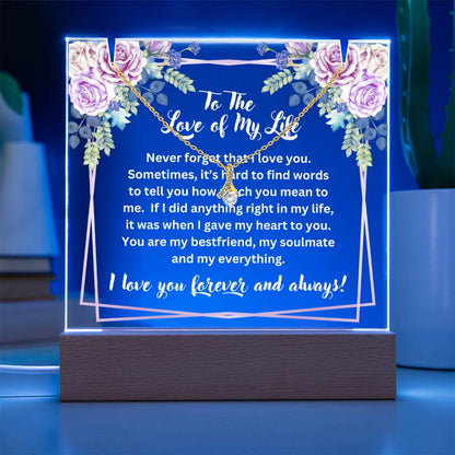 JGF Jewelry Gifts For Family To The Love Of My Life My Wife Gifts Acrylic Plaque and Necklace For Women