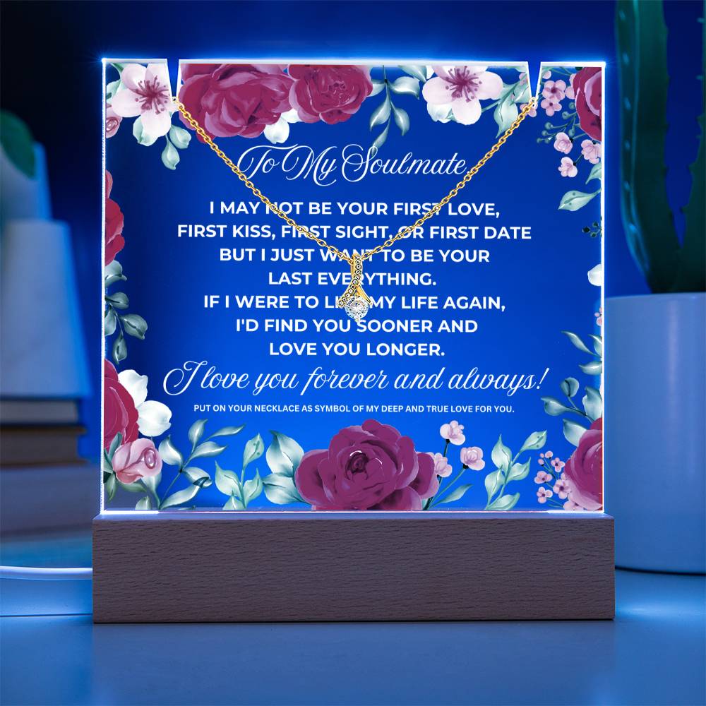 JGF Jewelry Gifts For Family To My Soulmate Necklace For Her Love Letter and Acrylic Plaque