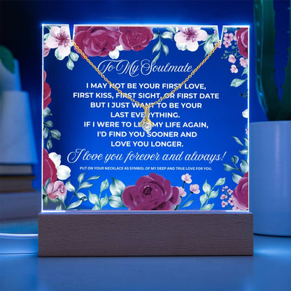 JGF Jewelry Gifts For Family To My Soulmate Necklace For Her Love Letter and Acrylic Plaque