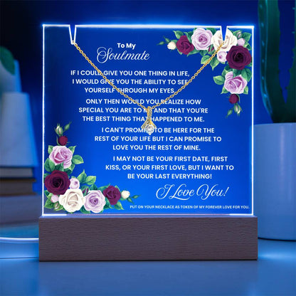 JGF Jewelry Gifts For Family To My Soulmate Necklace For Her And Acrylic Plaque For Women