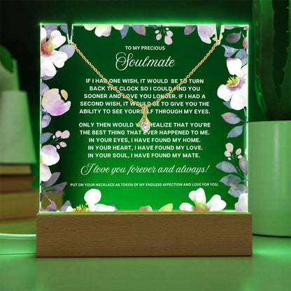 JGF Jewelry Gifts For Family To My Soulmate Plaque Necklace and Acrylic Bundle
