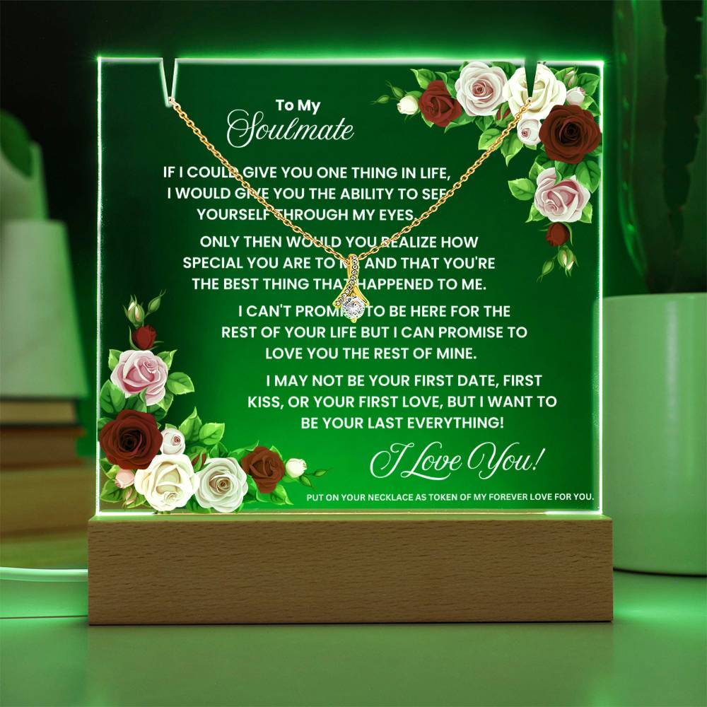JGF Jewelry Gifts For Family To My Soulmate Necklace For Her And Acrylic Plaque For Women