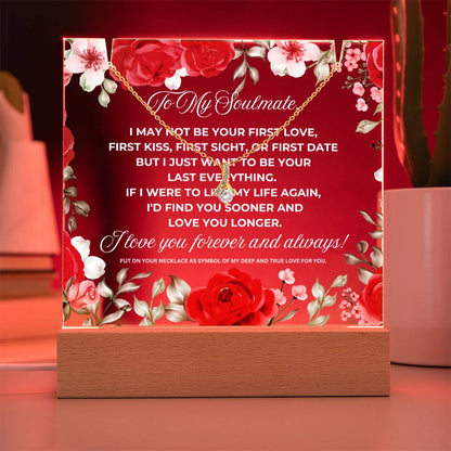 JGF Jewelry Gifts For Family To My Soulmate Necklace For Her Love Letter and Acrylic Plaque