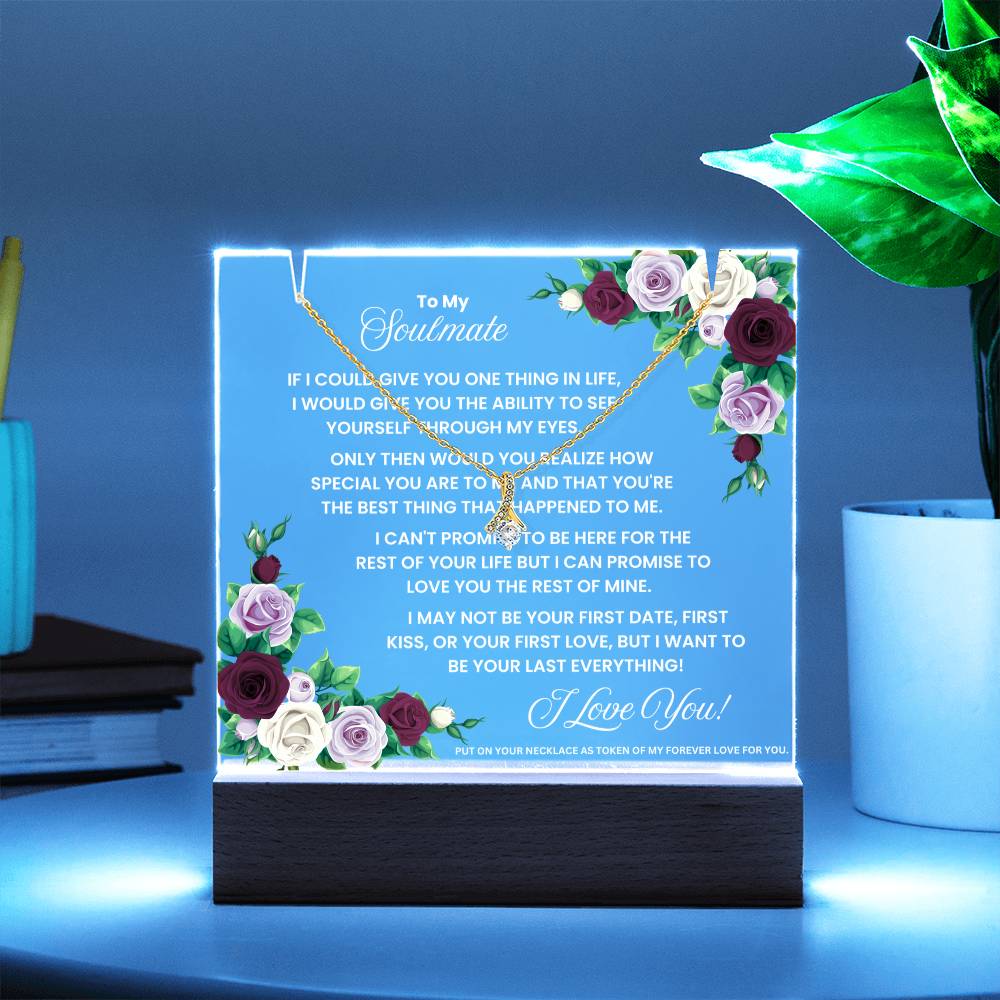 JGF Jewelry Gifts For Family To My Soulmate Necklace For Her And Acrylic Plaque For Women