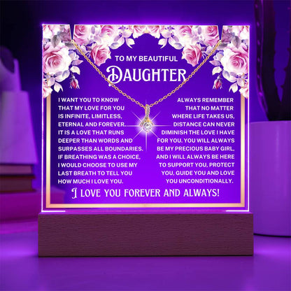 JGF Jewelry Gifts For Family Teen Necklace Trendy For Girls Ages 14-18 and Acrylic Plaque with Base From Mom And Dad