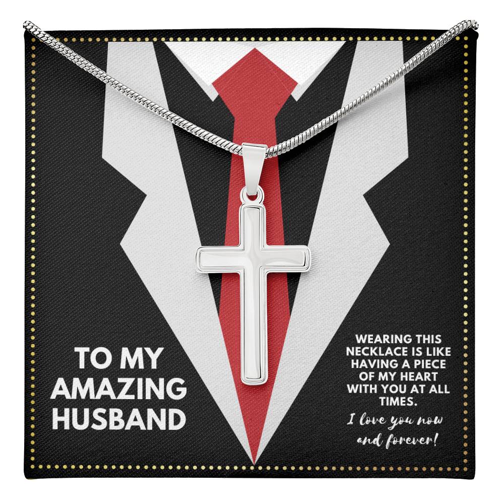 JGF Jewelry Gifts for Family To My Amazing Husband Silver Cross Necklace