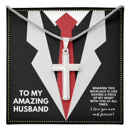 JGF Jewelry Gifts for Family To My Amazing Husband Silver Cross Necklace