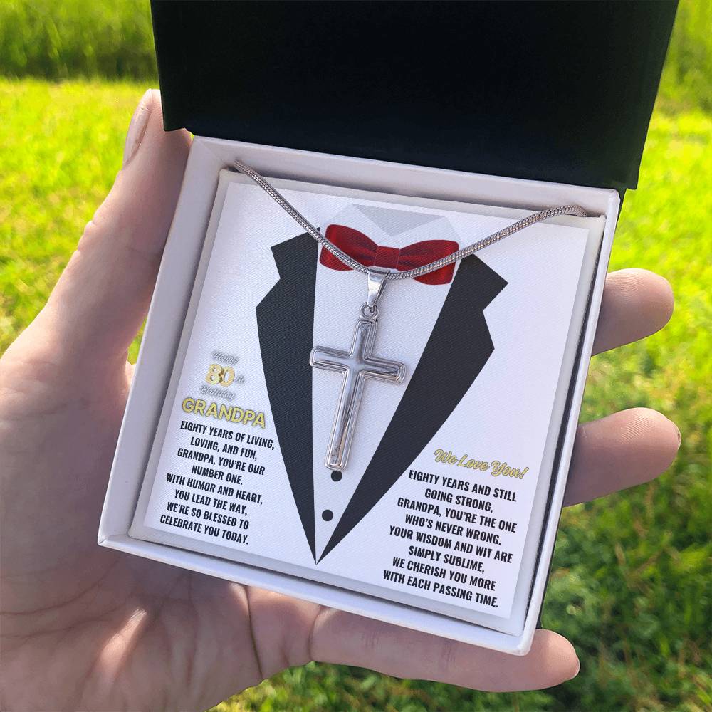 80th GrandPa White5 JGF Jewelry Gifts for Family ARTISAN CROSS TEMPLATE - artisancross-BB