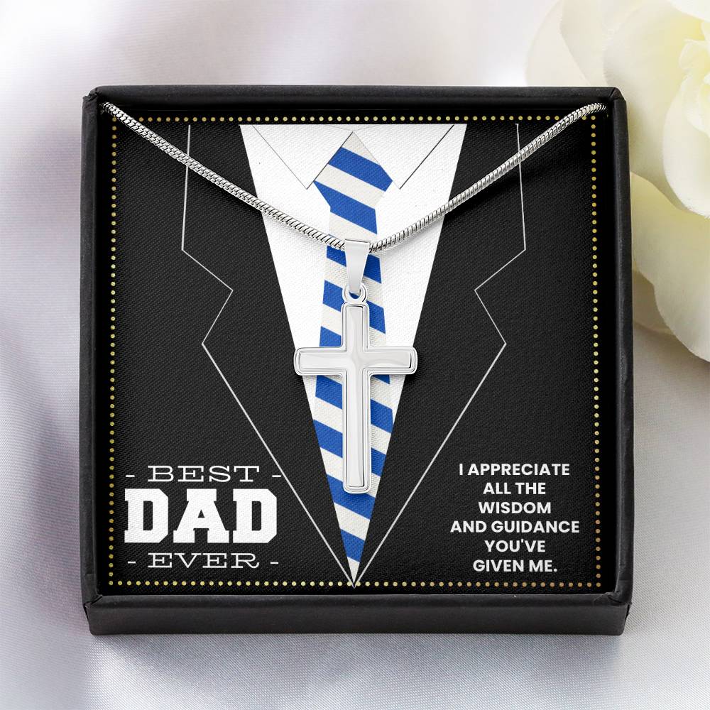 JGF Jewelry Gifts for Family Silver Cross Necklace For New Dad Gifts For Men Before Birth