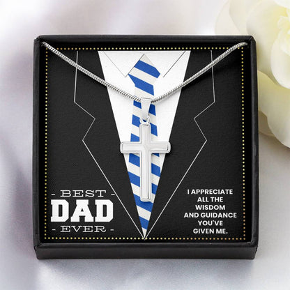 JGF Jewelry Gifts for Family Silver Cross Necklace For New Dad Gifts For Men Before Birth