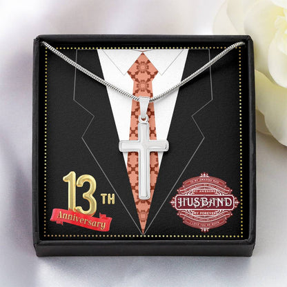 JGF Jewelry Gifts for Family 13th Wedding Anniversary For Him Husband Cross Necklace for Men