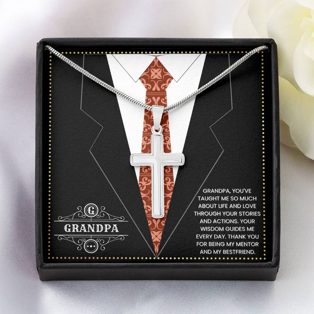 JGF Jewelry Gifts for Family Cross Necklaces For Grandparents Grandpa 80th Birthday Card