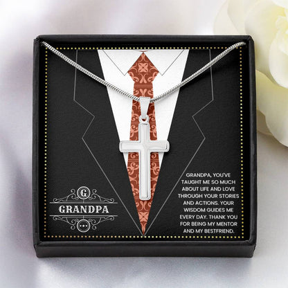 JGF Jewelry Gifts for Family Cross Necklaces For Grandparents Grandpa 80th Birthday Card