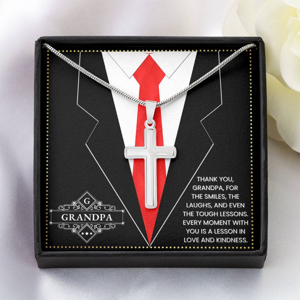 JGF Jewelry Gifts for Family Gift For Portuguese Grandpa Cross Necklace For Men Silver