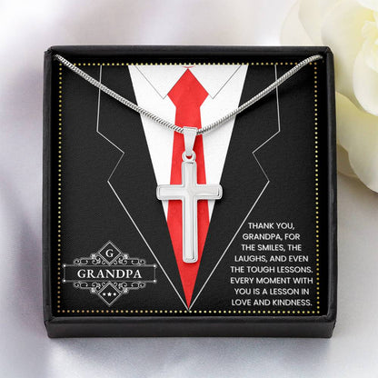 JGF Jewelry Gifts for Family Gift For Portuguese Grandpa Cross Necklace For Men Silver