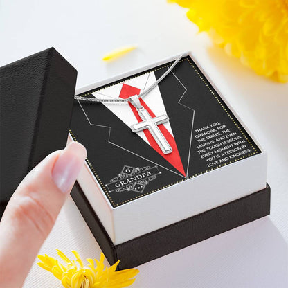 JGF Jewelry Gifts for Family Gift For Portuguese Grandpa Cross Necklace For Men Silver