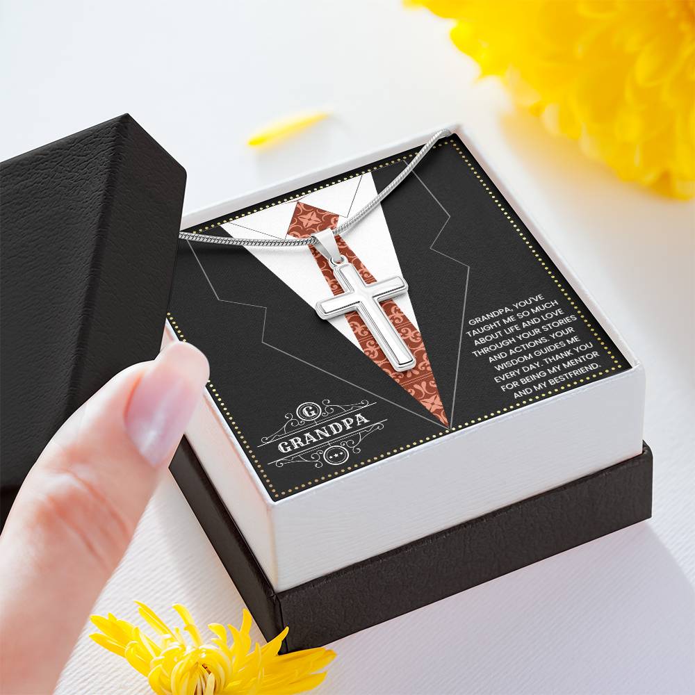 JGF Jewelry Gifts for Family Cross Necklaces For Grandparents Grandpa 80th Birthday Card