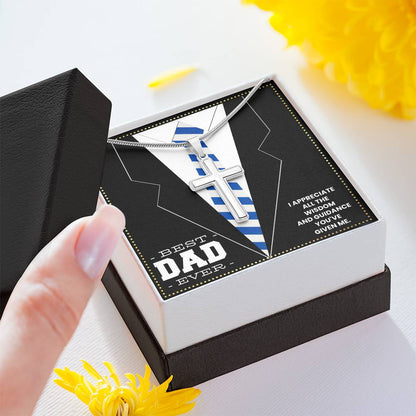 JGF Jewelry Gifts for Family Silver Cross Necklace For New Dad Gifts For Men Before Birth