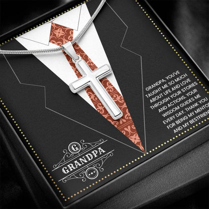 JGF Jewelry Gifts for Family Cross Necklaces For Grandparents Grandpa 80th Birthday Card