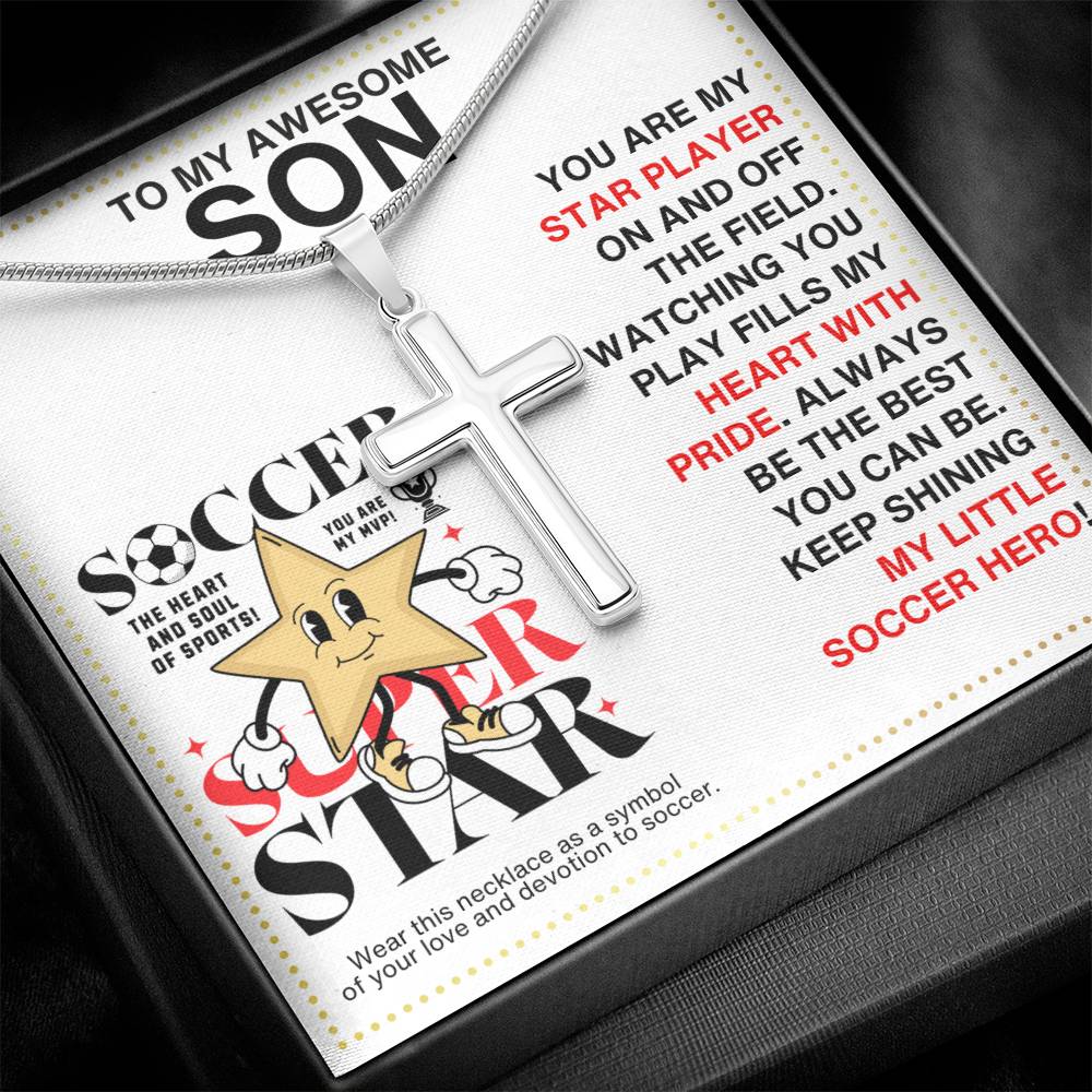 JGF Jewelry Gifts for Family Soccer Cross Necklace For Boys