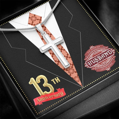 JGF Jewelry Gifts for Family 13th Wedding Anniversary For Him Husband Cross Necklace for Men