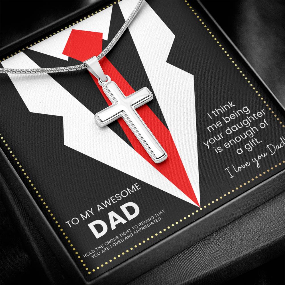JGF Jewelry Gifts for Family Silver For Dad's Birthday Cross Necklace Gifts for Daddy Who Wants Nothing From Daughter