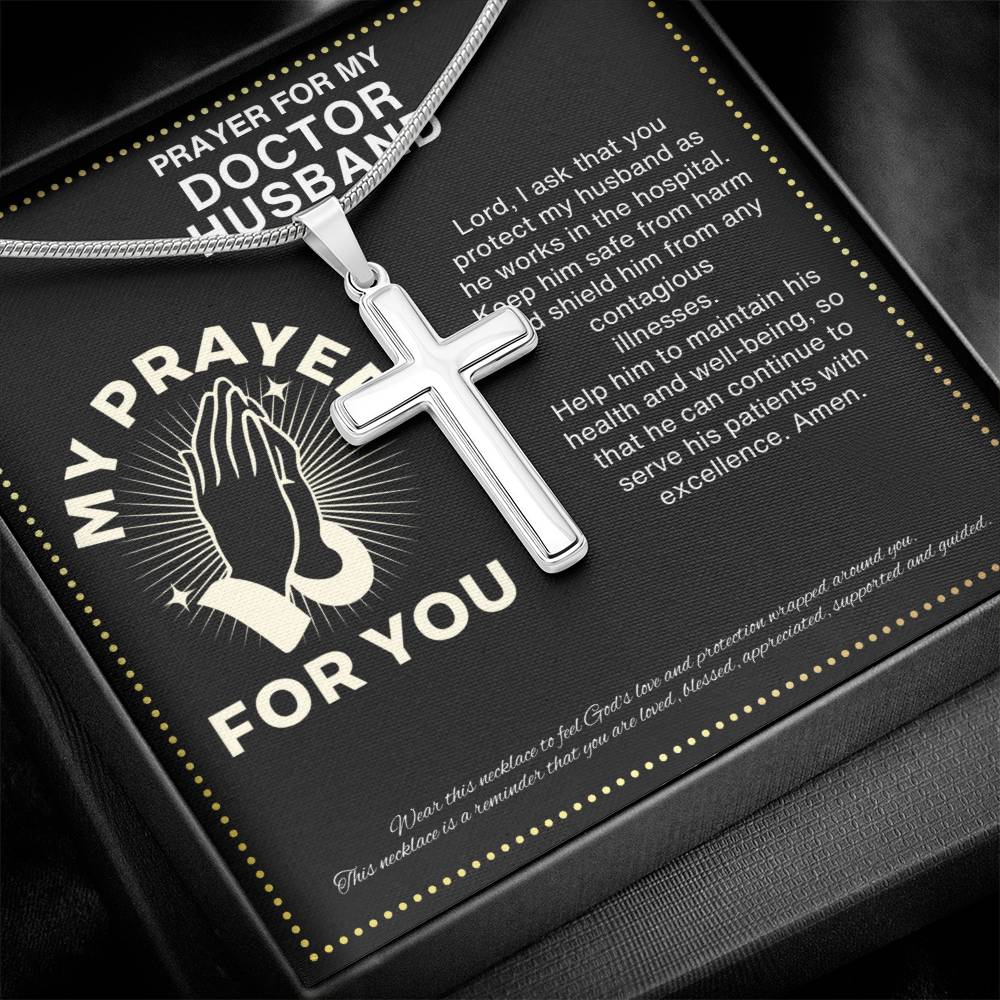 JGF Jewelry Gifts for Family Crucifix Cross Necklace Prayer For My Doctor Husband For Men