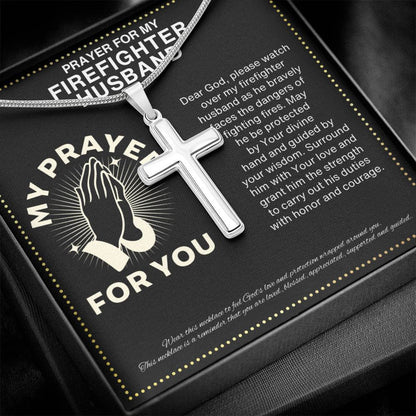 JGF Jewelry Gifts for Family Simple Cross Crucifix Necklace For My Firefighter Husband