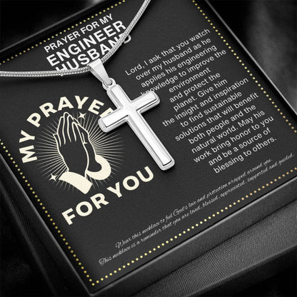 JGF Jewelry Gifts for Family My Husband Is An Engineer Cross Crucifix Necklace