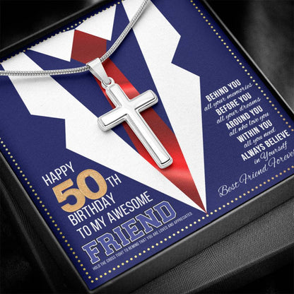 JGF Jewelry Gifts for Family birthday Present For An Over 50 Year Old Guy Friend Happy 50th Birthday Card Man