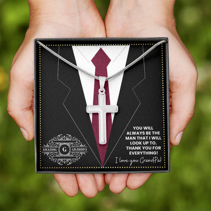 JGF Jewelry Gifts for Family Cross Necklace For Grandpa And Men I Love My Grandpa Gifts For Him