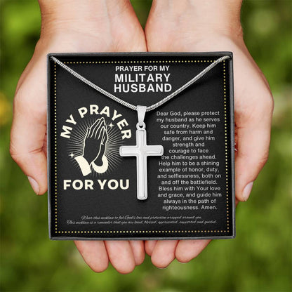 JGF Jewelry Gifts for Family Military Cross Necklace For Men For Husband From Wife