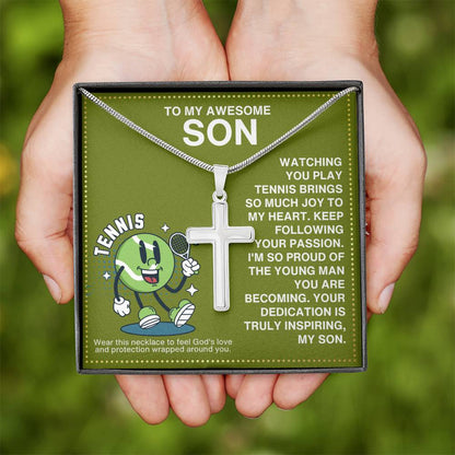 JGF Jewelry Gifts for Family Tennis Necklace With Cross Pendant