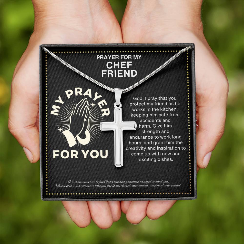 JGF Jewelry Gifts for Family Surprise Chef Friendship Cross Necklace For Men and Women
