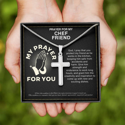 JGF Jewelry Gifts for Family Surprise Chef Friendship Cross Necklace For Men and Women