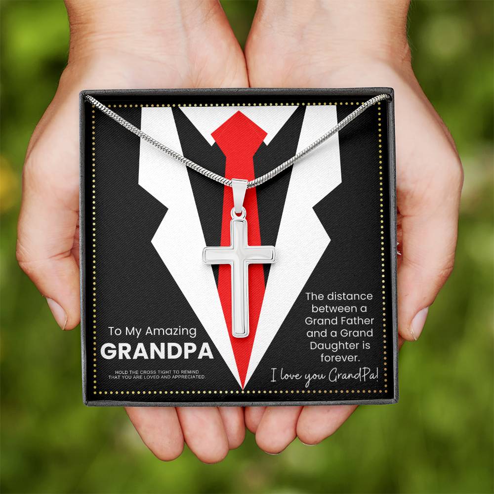 JGF Jewelry Gifts for Family Grandpa's Birthday Cross Necklace Presents From Granddaughter
