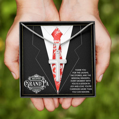 JGF Jewelry Gifts for Family Cross Necklace For Grandparent Gifts For Grandpa Who Has Everything