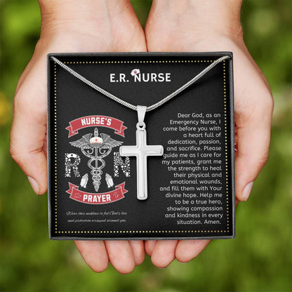 JGF Jewelry Gifts for Family | ER ED Nurse Prayer Jewelry Gifts | Cross Necklace Sterling Silver For Women