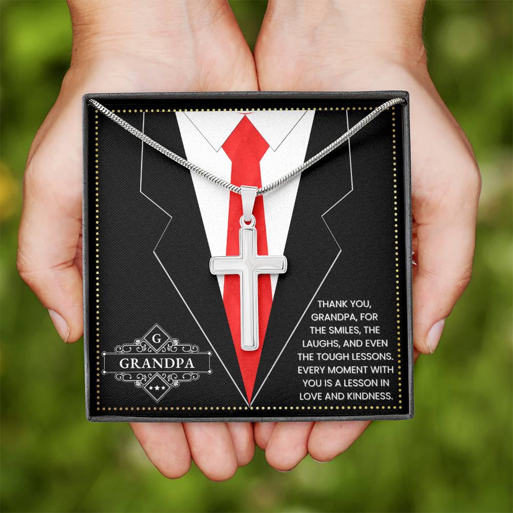 JGF Jewelry Gifts for Family Gift For Portuguese Grandpa Cross Necklace For Men Silver