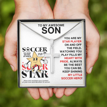 JGF Jewelry Gifts for Family Soccer Cross Necklace For Boys