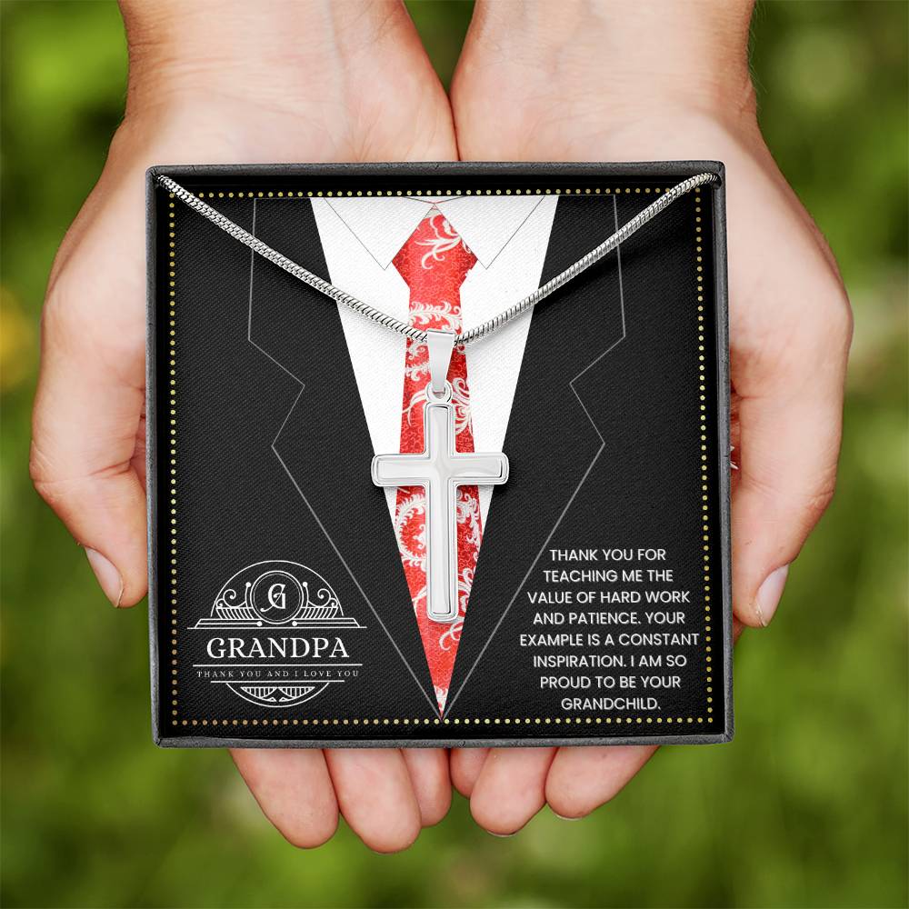 JGF Jewelry Gifts for Family Gift Portuguese Grandpa Cross Necklace For Men Silver