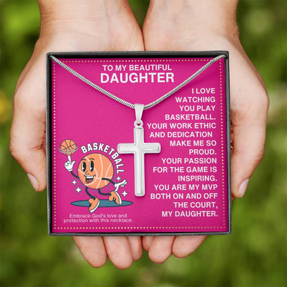 JGF Jewelry Gifts for Family Tennis Racket Cross Necklace For Daughter