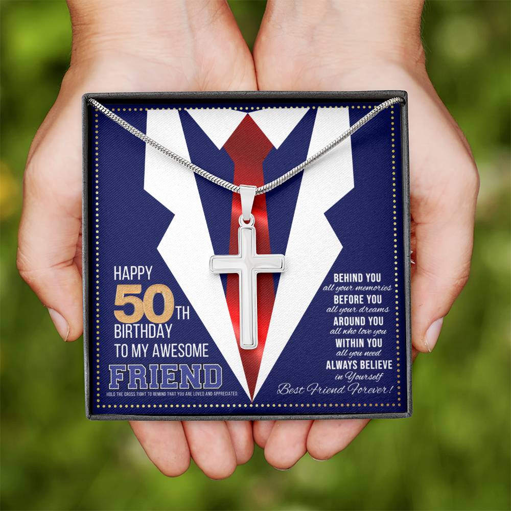 JGF Jewelry Gifts for Family birthday Present For An Over 50 Year Old Guy Friend Happy 50th Birthday Card Man