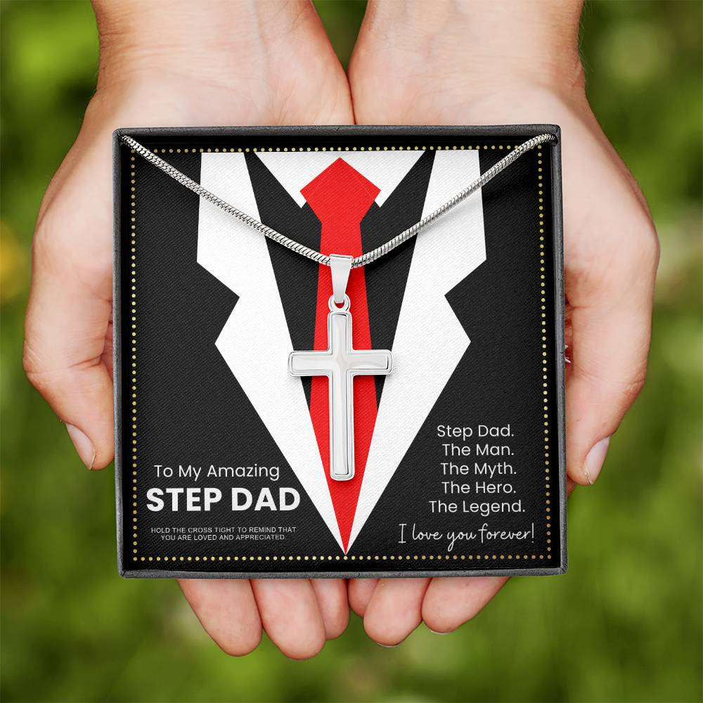 JGF Jewelry Gifts for Family To My Fathers Day Cross Necklace Presents From Daughter Step Dad