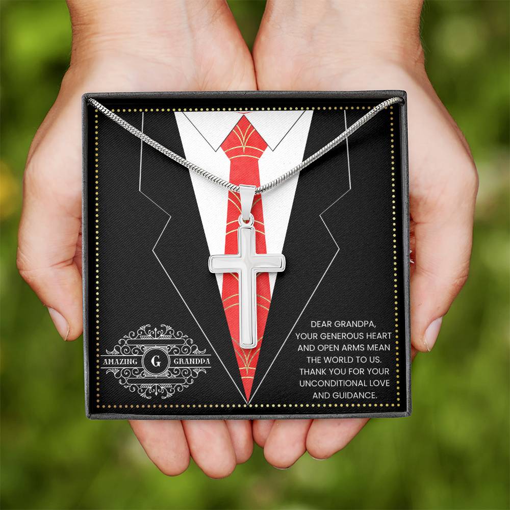 JGF Jewelry Gifts for Family Silver Cross Necklace For Grandpa Gifts For Men