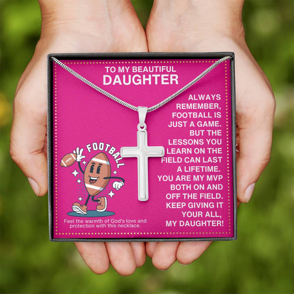 JGF Jewelry Gifts for Family Football Cross Necklace For Girls