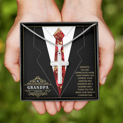 JGF Jewelry Gifts for Family Necklace For Grandpa And Me Birthday Card From Child