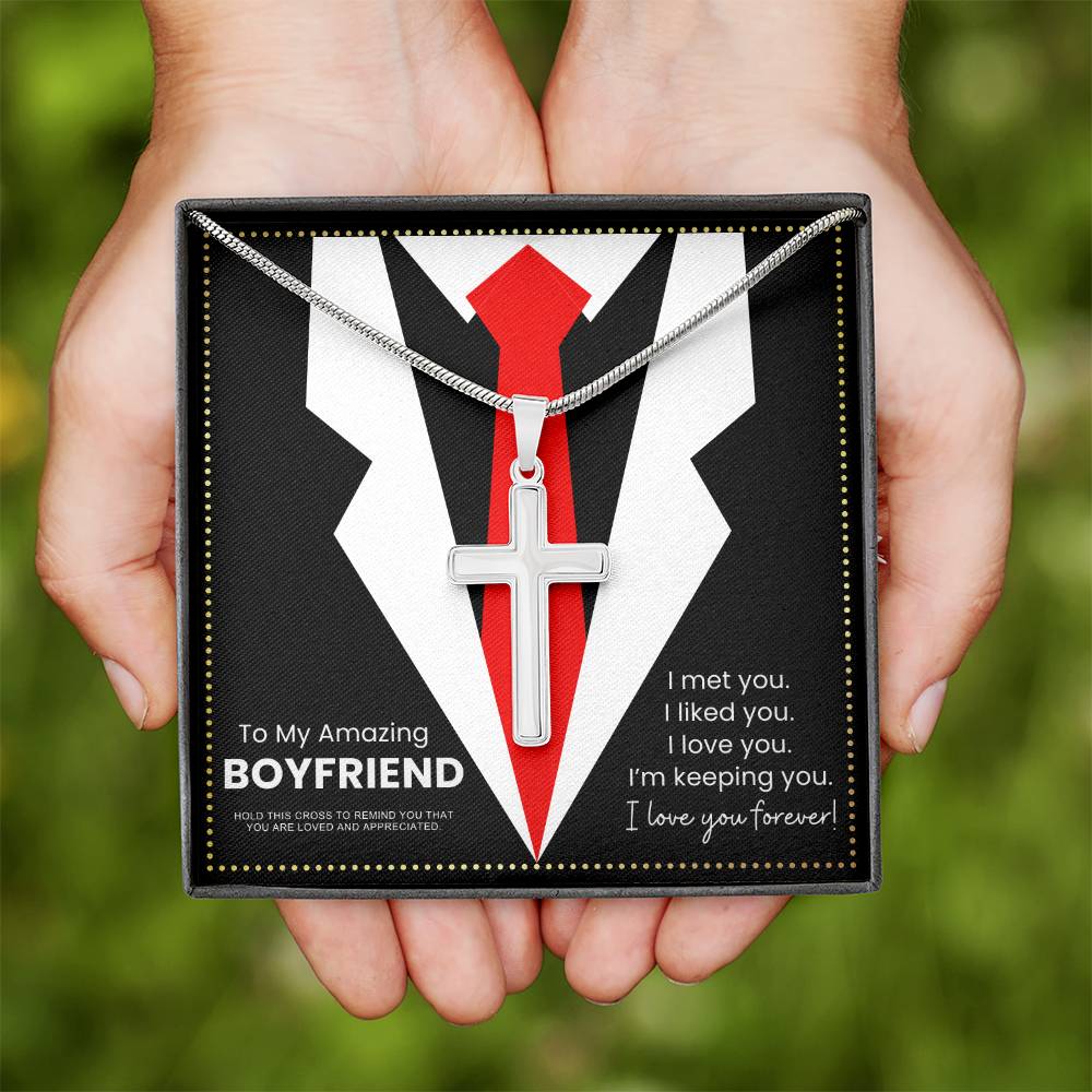 JGF Jewelry Gifts for Family Stainless Steel Silver Cross Necklace For My Boyfriend